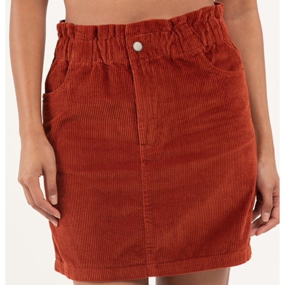 ROXY Burnt Orange Silent Days Corduroy Skirt Juniors Size Small NWT - Picture 3 of 6
